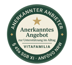 Gütesiegel: Anerkanntes Angebot zur Unterstützung im Alltag – § 45a SGB XI, ANFÖVO NRW